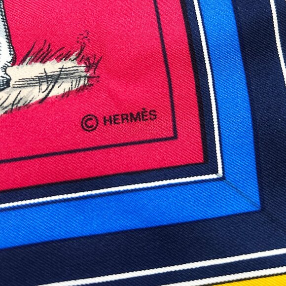 Hermès Scarf Red Couvertures Tenues Jour Horse Equestrian 100% Silk - Picture 11 of 13